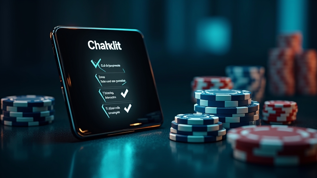 Teléfono Android con lista de requisitos de compatibilidad en un entorno de casino