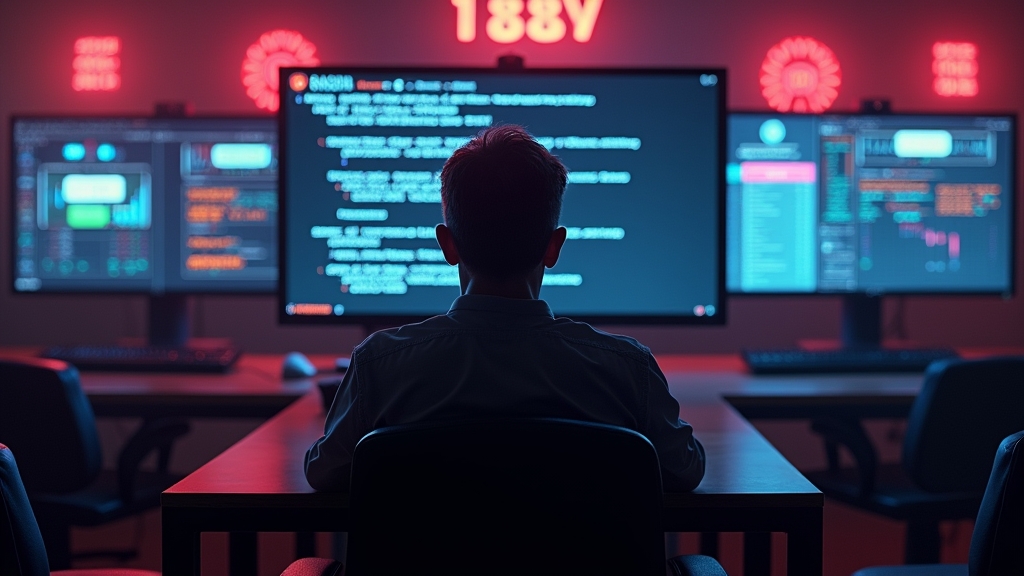 Usuario frente a un error de acceso en un entorno de casino oscuro