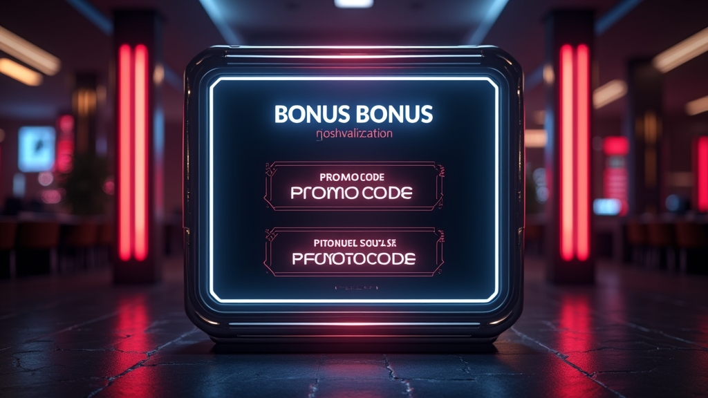 Formulario con promo code y bonus code en una interfaz de casino futurista