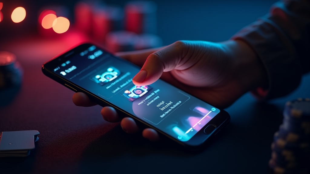 Usuario explorando las funciones de la app en una escena de casino